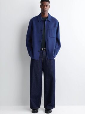 Cos Men’s DOUBLE-FACED WOOL OVERSHIRT in Blue Size S Minimalist